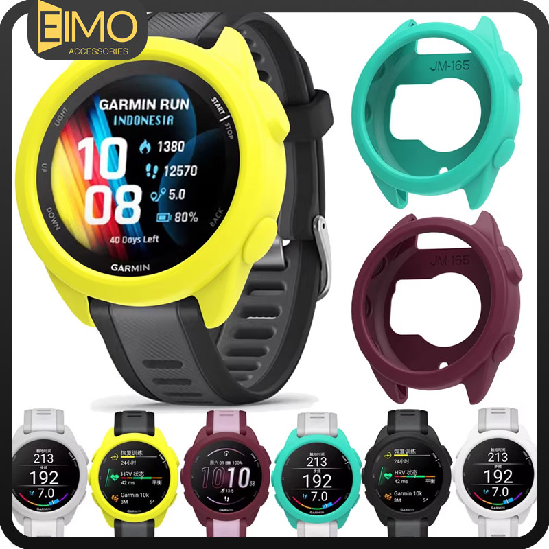 นาฬิกากรณีป้องกัน for Garmin Forerunner 165 สมาร์ทว็อช เชลล์กรณีป้องกันหน้าจอซิลิโคนอ่อน for Garmin Forerunner 165