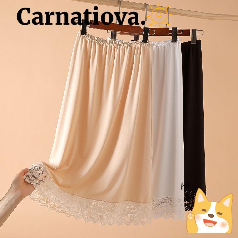 ICRNATIO กระโปรงชั้นใน Modal ลายลูกไม้ เอวสูง ยืดหยุ่น สไตล์ slip petticoat สำหรับผู้หญิง