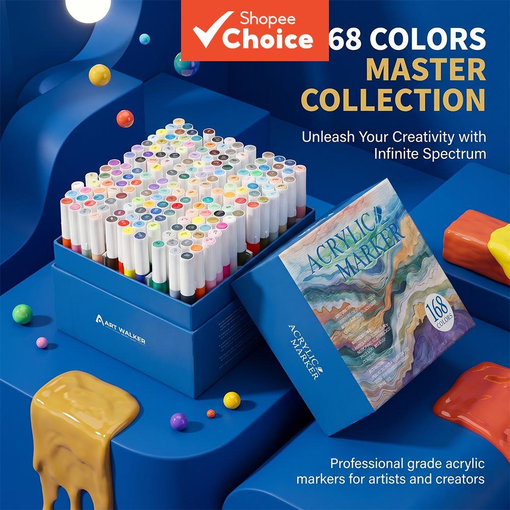 Soft-Tip Marker Pens Set 168-Color Graffiti ปากกาสีน้ํา Stackable Quick-Drying Art Brushes