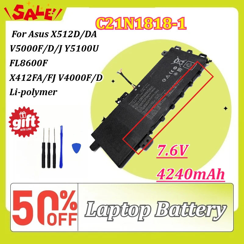 C21N1818-1 C21N1818-2 C21N1818-3 7.6V แบตเตอรี่แล็ปท็อปสําหรับ Asus VivoBook 14/VivoBook 15 V4000/V4