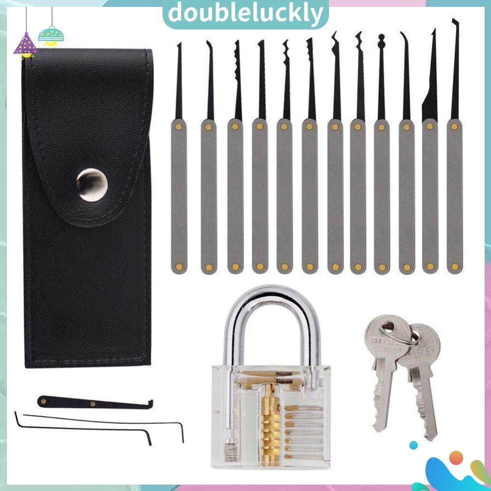 ✿ดล1♣  17 ชิ้น Professional Lock Pick Set มัลติฟังก์ชั่นไม่มีล็อคปลดล็อค Extractor Pick Key ชุดเครื่