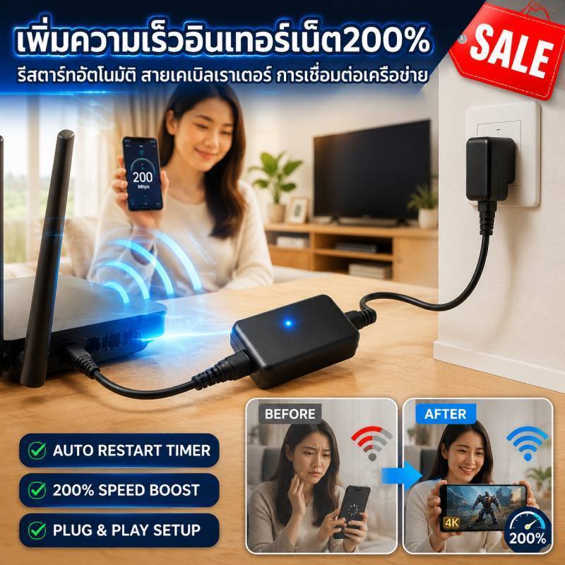 [เพิ่มความเร็วเน็ต200%] ตั้งรีบูตอัตโนมัติ72ชั่วโมง USB สายไทม์เมอร์ ลดสัญญาณหลุด เข้ากับเราเตอร์ทุกรุ่น สายรีสตาร์ทเราเตอร์ สายรีสตาร์ทเราเตอร์