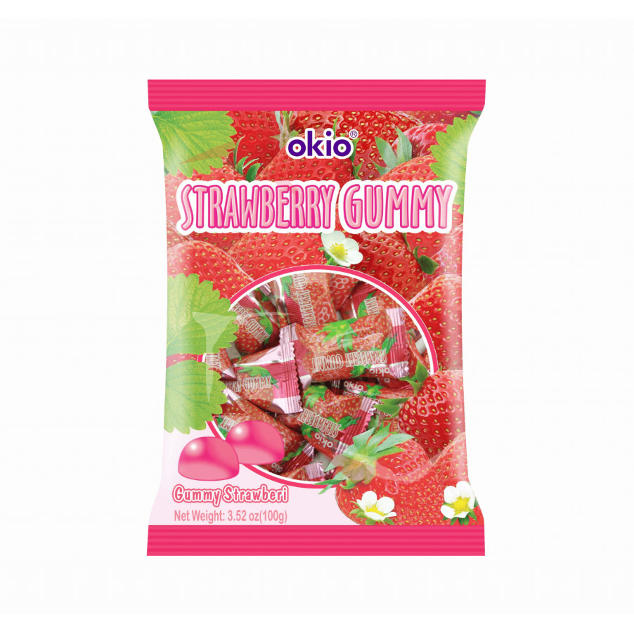 โอกิโอ กัมมี่ รสสตอเบอรี่ 100 กรัม (x1ถุง) *แดง