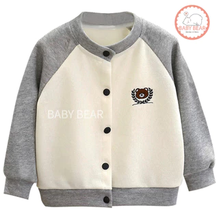 เสื้อแขนยาวเด็ก คาร์ดิแกนเด็ก เสื้อกันหนาว ปักลายหมี Size80-120cm