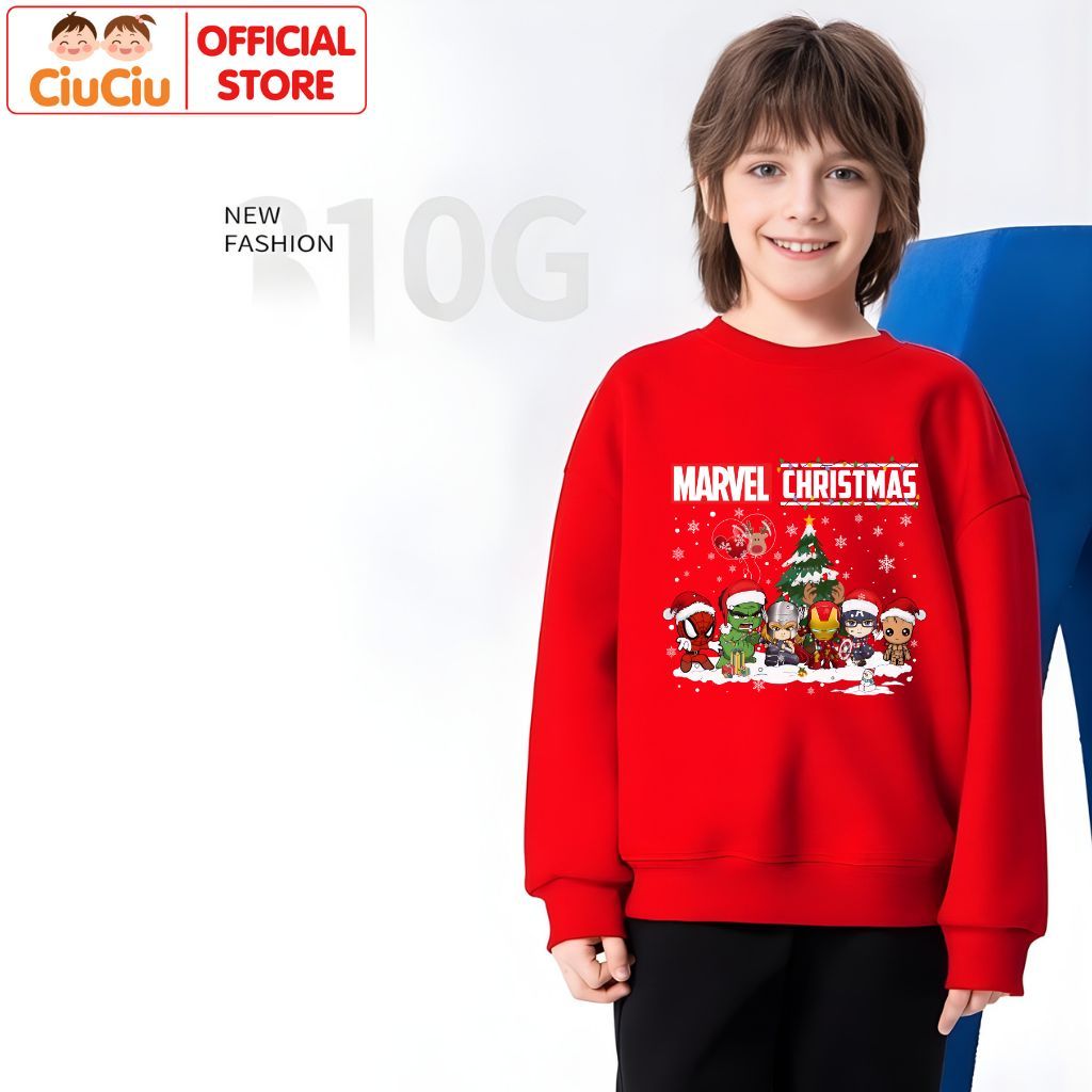 Marvel Christmas Boy Sweatshirt Christmas CIUCIU KID Soft Thermal Fishskin Fleece Fabric