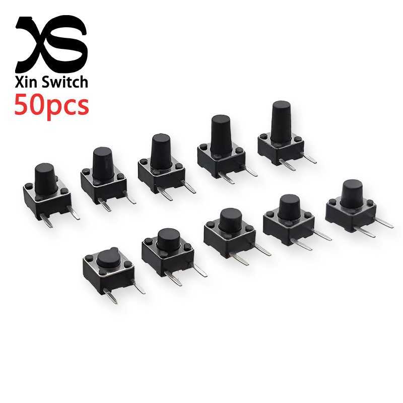 50PCS 6x6 (ด้านข้าง 2-Pin) Tact Switch 6*6*4.3/4.5/5/5.3/5.5/6/7/8/9/10 มม.DC12V/50mA ประเภทแนวนอนทองแดงฟุตปุ่มสวิทช์ไมโคร