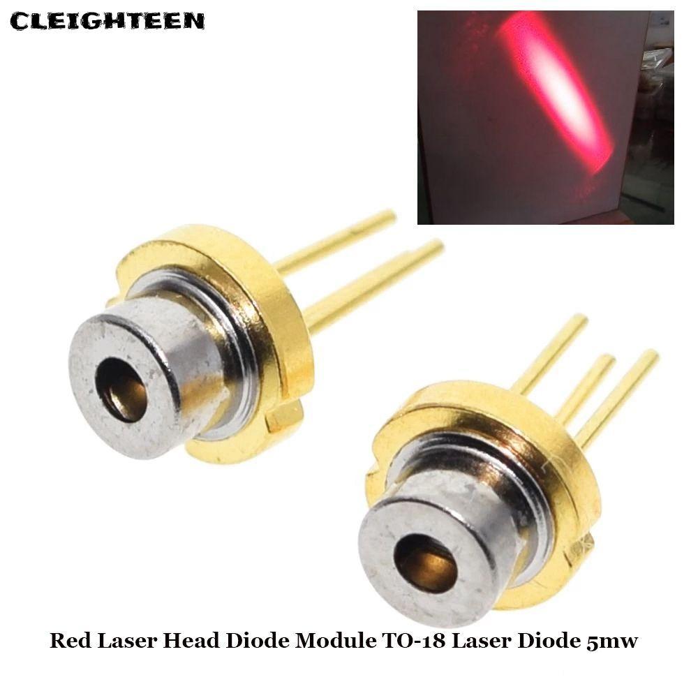 CLEIGHTEEN 1/2/5/10 ชิ้นหัวเลเซอร์สีแดง 5MW 5mw คุณภาพสูง TO-18 ไดโอดเลเซอร์