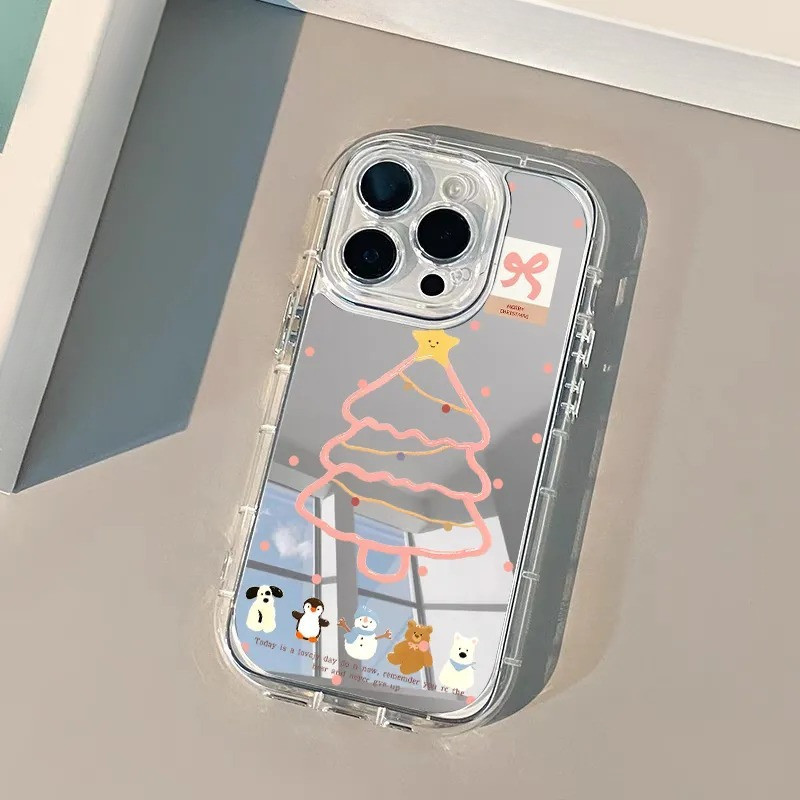 น่ารักสีชมพูต้นคริสต์มาสกระจกเคสโทรศัพท์สําหรับRealme V70 V70S V23 V23i V15 V13 V11 V11S Q5X Q5 Pro 