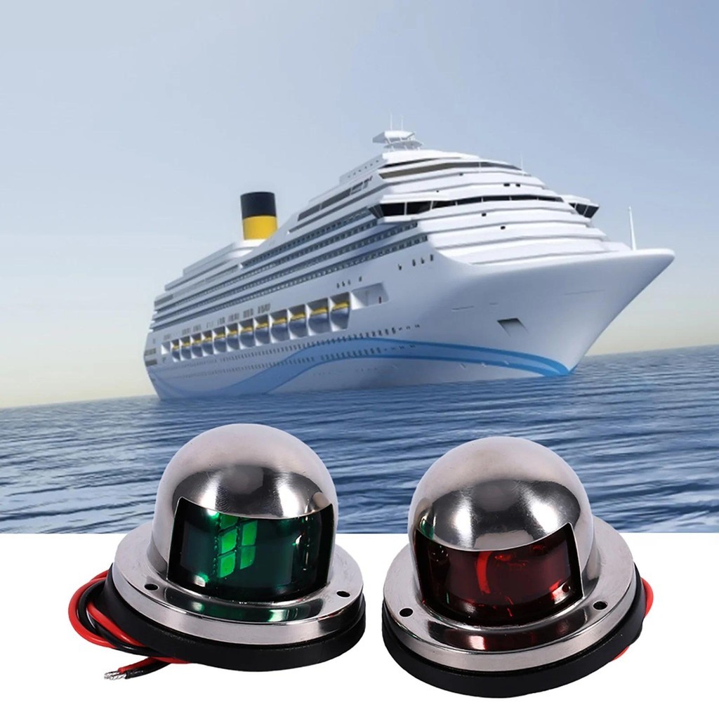 เรือยอชท์ไฟนำทาง LED สแตนเลส 12V เรือยอชท์สีแดงและเขียวสำหรับตกปลาและการพายเรือในทะเล