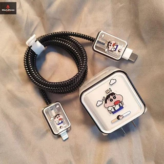 COD ฝาครอบสายเคเบิลเครยอนชินจังสําหรับ 18W/20W Fast Charger Cover Data Cable Head Bite Winder Protector Shell ใหม่