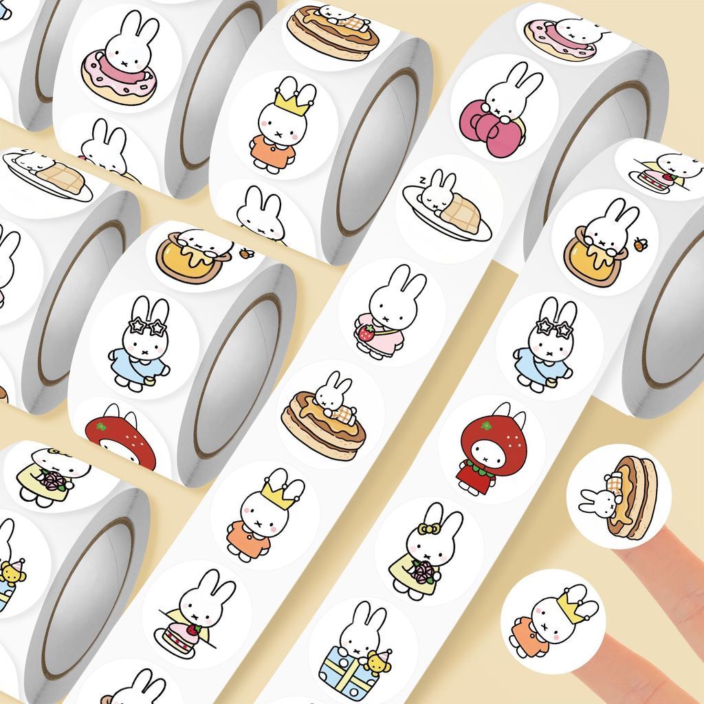Kawaii Miffy สติกเกอร์ม้วนชุด2000 ชิ้นกระต่ายน่ารักสติกเกอร์กาวสําหรับ Journaling, Scrapbooking & ตกแต่ง | Planner Diary ป้ายบรรจุภัณฑ์ขนม | พิ้งกี้ฮาเวน
