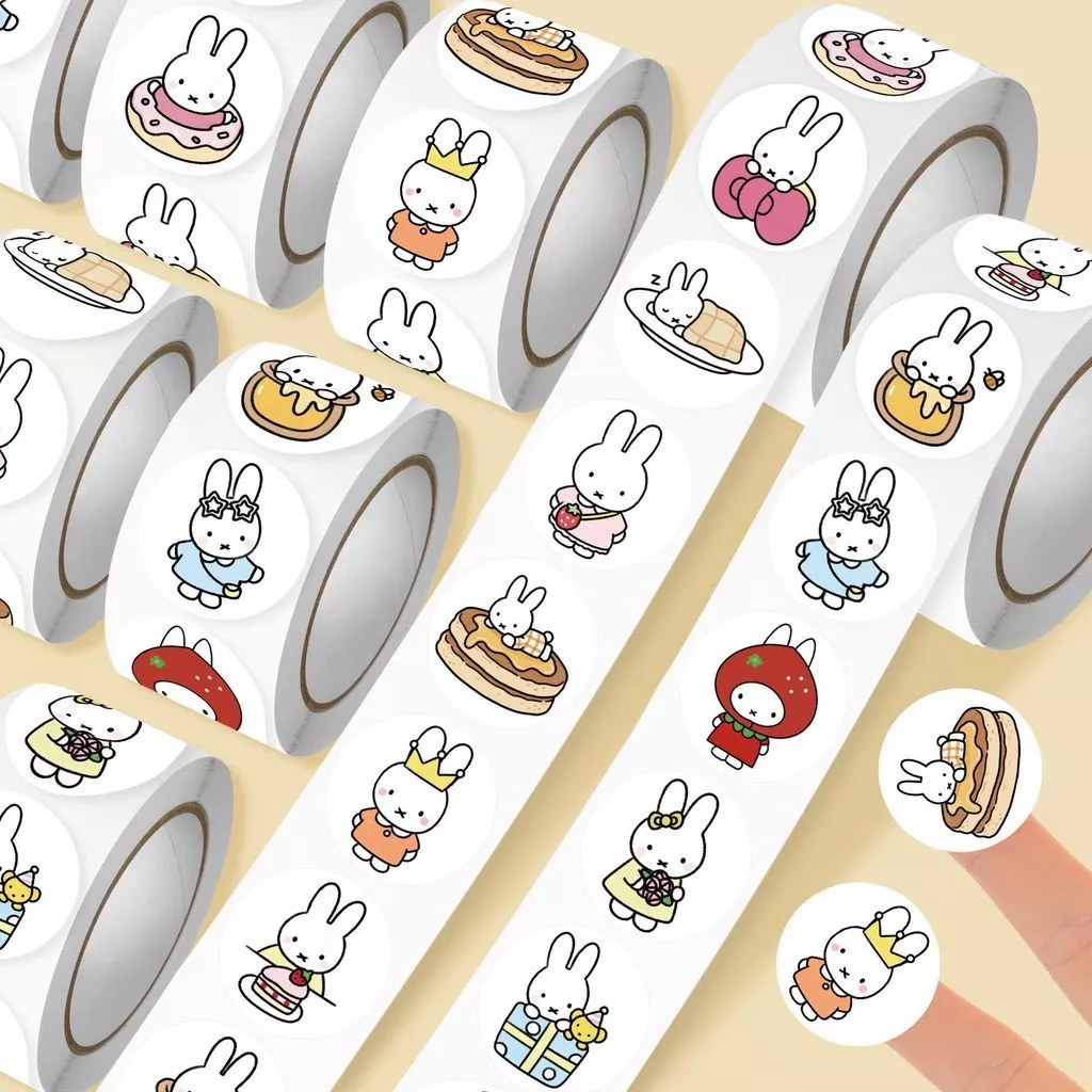 Kawaii Miffy สติกเกอร์ม้วนชุด2000 ชิ้นกระต่ายน่ารักสติกเกอร์กาวสําหรับ Journaling, Scrapbooking & ตกแต่ง | Planner Diary ป้ายบรรจุภัณฑ์ขนม | พิ้งกี้ฮาเวน