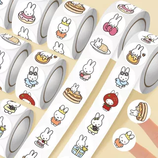 Kawaii Miffy สติกเกอร์ม้วนชุด2000 ชิ้นกระต่ายน่ารักสติกเกอร์กาวสําหรับ Journaling, Scrapbooking & ตกแต่ง | Planner Diary ป้ายบรรจุภัณฑ์ขนม | พิ้งกี้ฮาเวน
