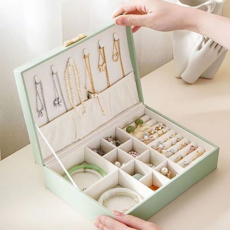 Lambskin Cloudy Texture กล่องเก็บเครื่องประดับ High-End ประณีตต่างหูต่างหูสร้อยคอสร้อยข้อมือกล่องเคร