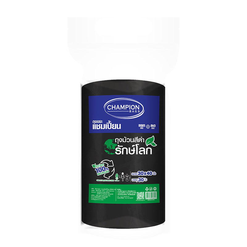 แชมเปี้ยน ถุงขยะรีไซเคิล 30x40 นิ้ว 30 ถุง (CHAMPION Bags Recycle 30x40" 30 bags)