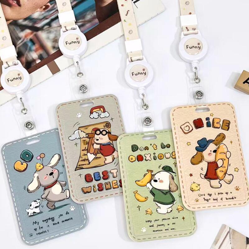 ซองใส่บัตร ABS แบบสไลด์สำหรับนักเรียน ซองใส่บัตรรถเมล์และรถไฟฟ้าลายสุนัขการ์ตูน