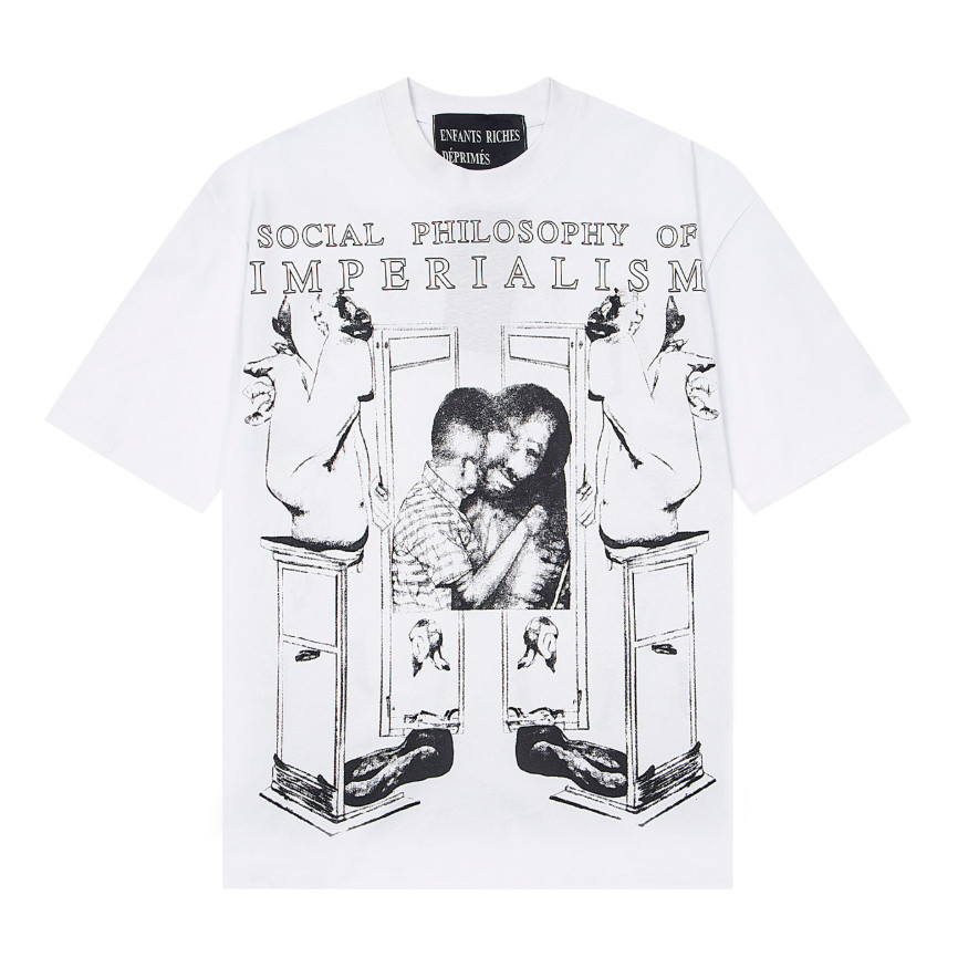 ขายร้อน ERD Melanchon Rich รุ่นที่สองใหม่หลวม Casual สโลแกนภาพประกอบพิมพ์รอบคอแขนสั้นเสื้อยืด