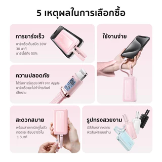 Anker Zolo Power Bank 10000/20000mAh PD 30W แบตเตอรี่จัดส่งสายไฟ USB-C+Lig-htning ในตัว MFI การชาร์จไฟที่ปลอดภัย