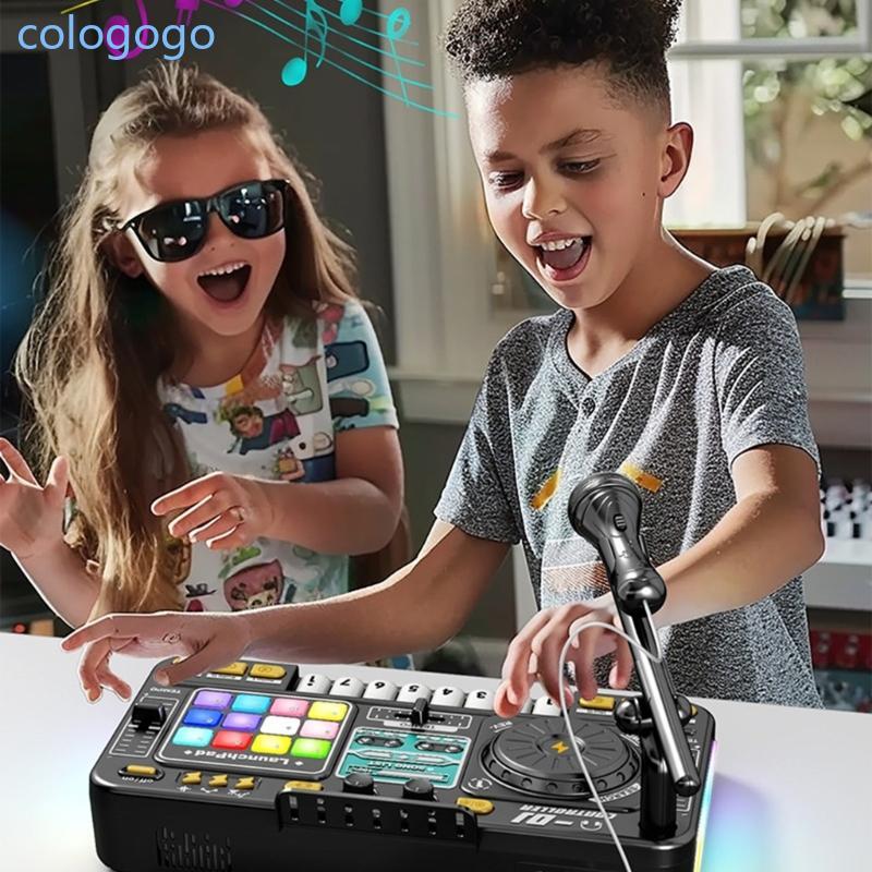 COLO ชาร์จมัลติฟังก์ชั่ DJ เพลงเครื่องสําหรับเด็กสมจริง Mixer Design พร้อมไมโครโฟนคาราโอเกะและ Rhyth