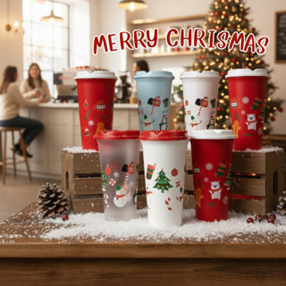 แก้ว 18oz ลายคริสมาสต์ 🎄 เทศกาลปีใหม่ ของขวัญ สีสดใส ลายน่าร…