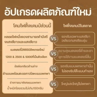 โคมไฟตั้งแคมป์ LY8288 ไฟแคมป์ปิ้งเหลือง/ขาว ออกแบบให้มีที่จับ ไฟ5โหมด 5000mAh Type-C สามารถชาร์จแบตเตอรี่ได้ กันน้ำ