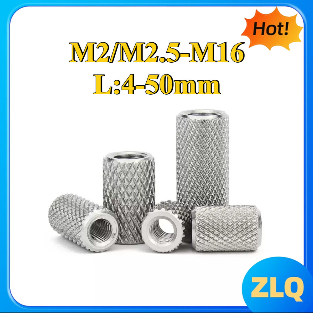 หัวน็อต ทรงกระบอก 304 สแตนเลสสตีลยาวทรงกระบอก knurled NUT M2M2.5M3M4M5M6M8M10M12M14M16[z168lq-FC-2]
