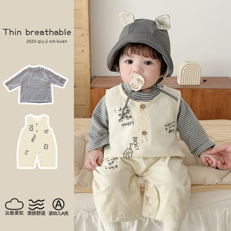 SM​ - 183 (สินค้า​พร้อม​ส่งจากไทย)​ ชุดเด็กทารกสไตล์มินิมอล “Happy Bear Baby Set” 🐻✨ นุ่ม เบา ระบายอากาศดี