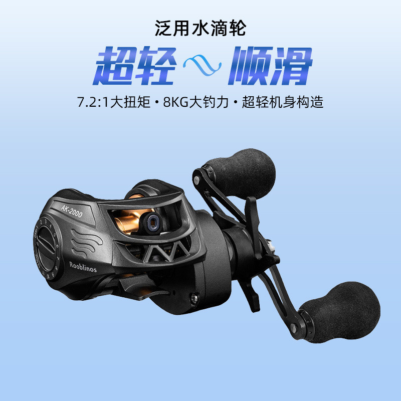 รอกตกปลา AK-2000 Series มีอัตราส่วนความเร็วสูงและถังลวดโลหะ