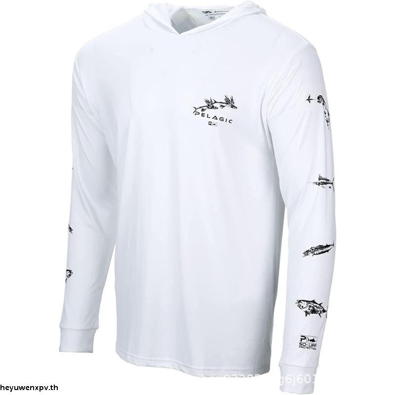 Pelagic Aquatek Gyotaku เสื้อกันหนาวแขนยาว มีฮู้ด ลายพราง ป้องกันแสงแดด สําหรับตกปลา UPF50+