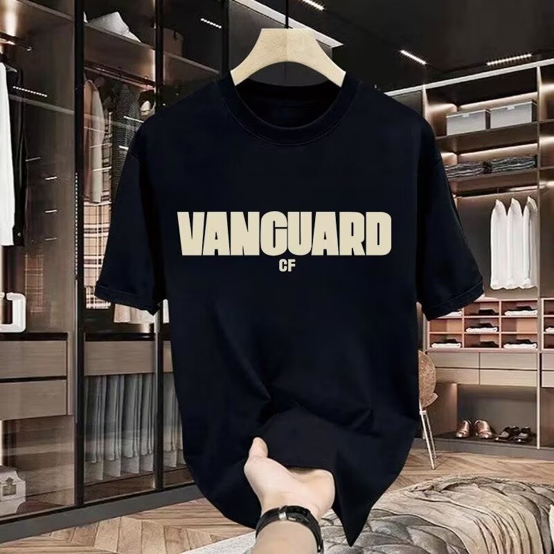 2026 Street Wear แฟชั่นพิมพ์ตัวอักษรแขนสั้นชายเยาวชนเรียบง่ายรอบคอ Bottoming Top Influencer หล่อ Sli