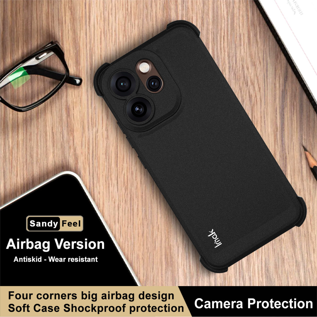 Imak สําหรับ Oppo Reno 15 Pro Max 5G ปลอกกันกระแทก Reno15 Pro Frosted Soft TPU กรณีถุงลมนิรภัย Matte สีดําซิลิโคนปกหลัง