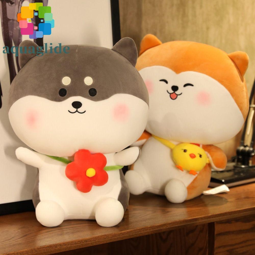 AQUAGLIDE Husky Dog Plush ของเล่นการ์ตูนสัตว์ Kawaii จําลอง Husky Appease ของเล่น Plushie ปัจจุบันคร