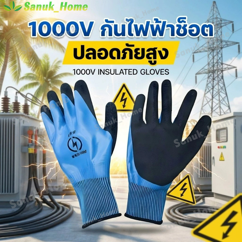 ถุงมือฉนวน ป้องกันไฟฟ้า 1000V ถุงมือ อุปกรณ์ช่วยช่างไฟให้ปลอดภัย ถุงมือเชื่อม ถุงมือกันความร้อน ถุงมือกันไฟฟ้าดูด