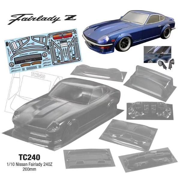 TC240 1/10 Fairlady 240Z, Drift Body 200 มม., เปลือกรถ PC โปร่งใส, พร้อมถ้วยไฟ