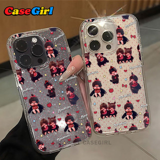 สำหรับ iPhone 17 16 15 14 13 12 11 Pro Max X XR XS Max16 7 15 8 14 Plus เคสลาย Monchhichi สไตล์ins น่ารัก