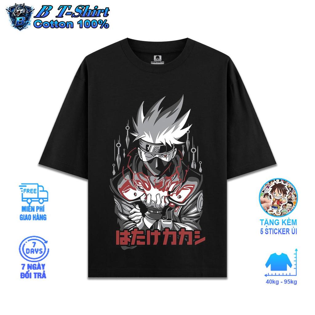 Kakashi Hatake 2 Cotton T-Shirt ผ้าคอตตอนแท้ 250gsm, Oversize Form จาก 40-95kg, B Tshirt