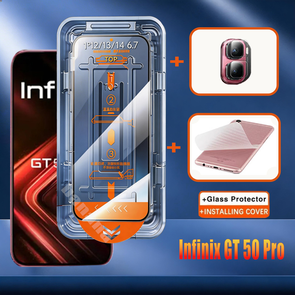 Infinix GT 50 Pro GT 30 20 10 Pro High End ฝุ่นติดตั้งฟรีกระจกนิรภัยครอบคลุมเต็มรูปแบบ HD Clear Anti-Fingerprint ป้องกันหน้าจอ