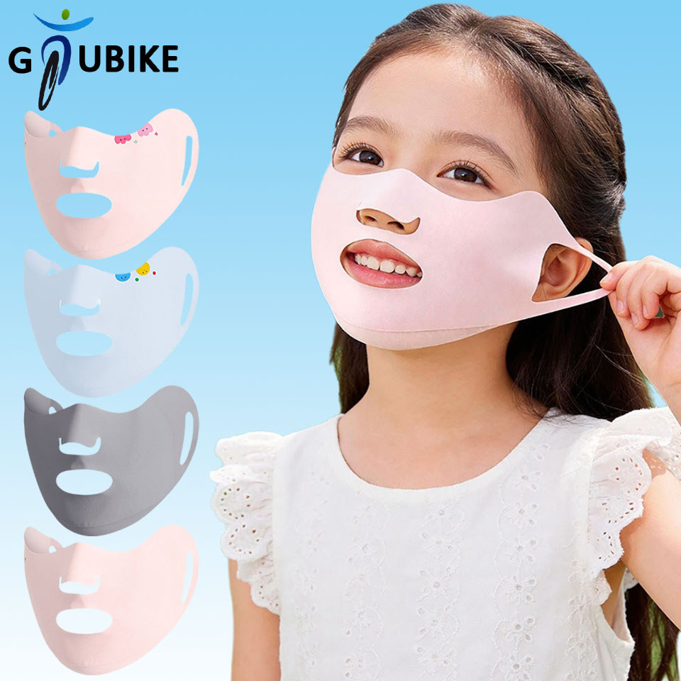 GTUBIKE UPF50+ ฤดูร้อนเด็กผ้าไหมน้ําแข็งบางระบายอากาศผิวยืดหยุ่นหู Loop หน้ากากป้องกันแสงแดด