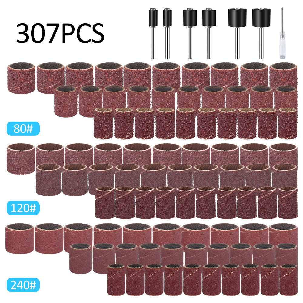 307Pcs Sanding Drum Kit 80/120/240 Grit Sanding Flap Wheel Wear Resistant Grinding Sandpaper