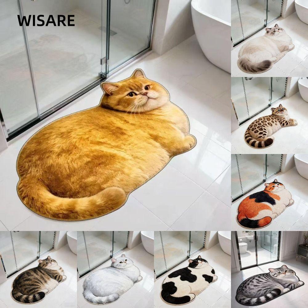 WISARE พรมปูพื้นแมวน่ารัก,พรมกันลื่น Ragdoll/วัวแมวพรมห้องน้ํา,ดูดซับน้ํา 40*60 ซม.นุ่มพรมทางเข้าห้องนั่งเล่นชา