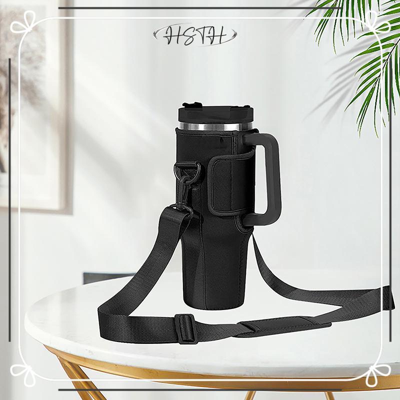 XBK 40oz ขวดน้ํา Carrier กระเป๋าสายคล้องไหล่ปรับได้ถ้วยแก้วสีทึบขวดสําหรับเดินป่ากลางแจ้ง TH