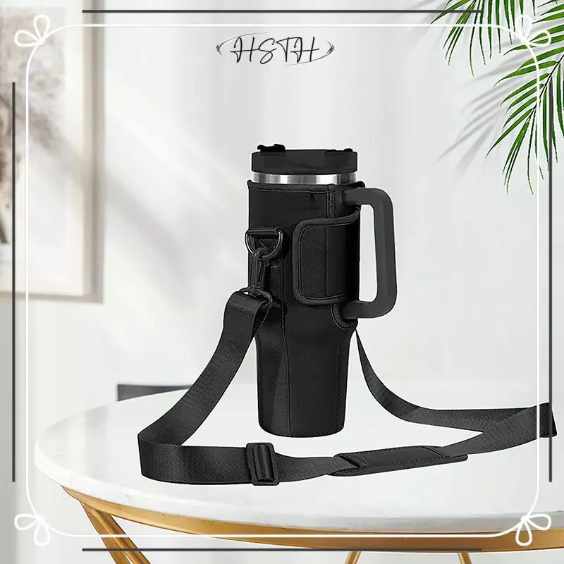 XBK 40oz ขวดน้ํา Carrier กระเป๋าสายคล้องไหล่ปรับได้ถ้วยแก้วสีทึบขวดสําหรับเดินป่ากลางแจ้ง TH