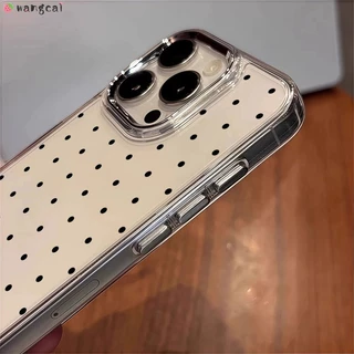 สําหรับ OPPO Reno 15F 15 Pro Max Mini 15C 14F FC ค้นหา X9 X9S X8 Ultra X8S K15 K14 K14X Turbo Pro Plus เคสโทรศัพท์ Simple Elegant สีดํา Polka Dot ปุ่มอิสระปลอกกรณีฝาครอบ