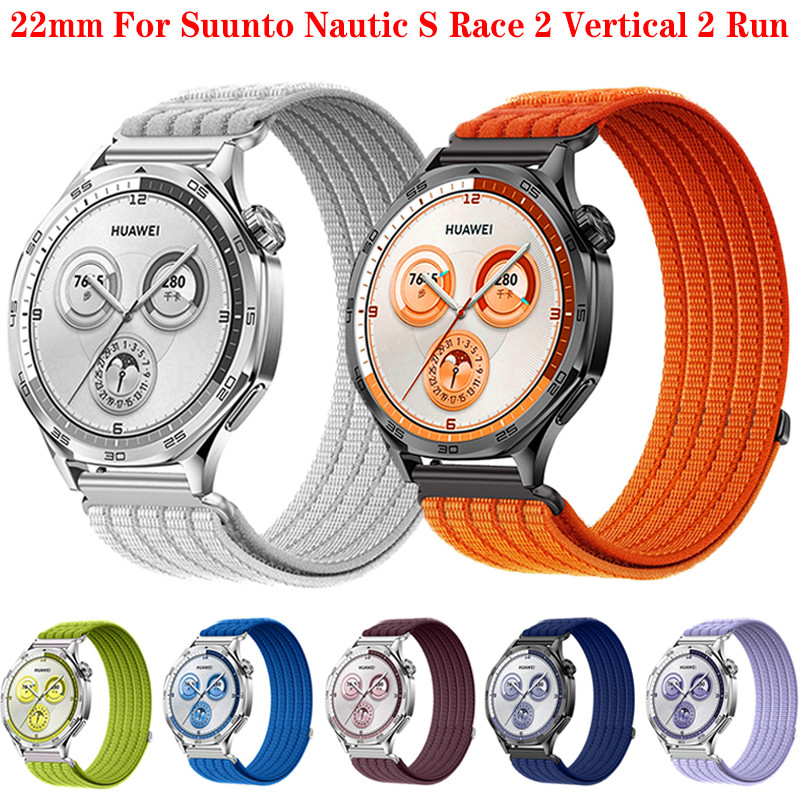 22 มม.สายรัดไนลอนสําหรับ Suunto Nautic S สร้อยข้อมือกีฬาสําหรับ SUUNTO แนวตั้ง 2/RACE 2/Run/Ocean 9 peak Pro สายรัดข้อมือเข็มขัด