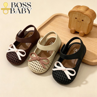BOSSBaby Bow Sandals For Kids Girls Princess Hollow Design Breathable Holes Adjustable Velcro Shoes