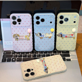 สำหรับ OPPO A6X A60 A58 A38 A3X A3 A5i A57 A16 A54 A76 A52 A18 A3s A15 A35 A17 เคสลายตุ๊กตาสุนัขดัชชุนและจุด กันกระแทก