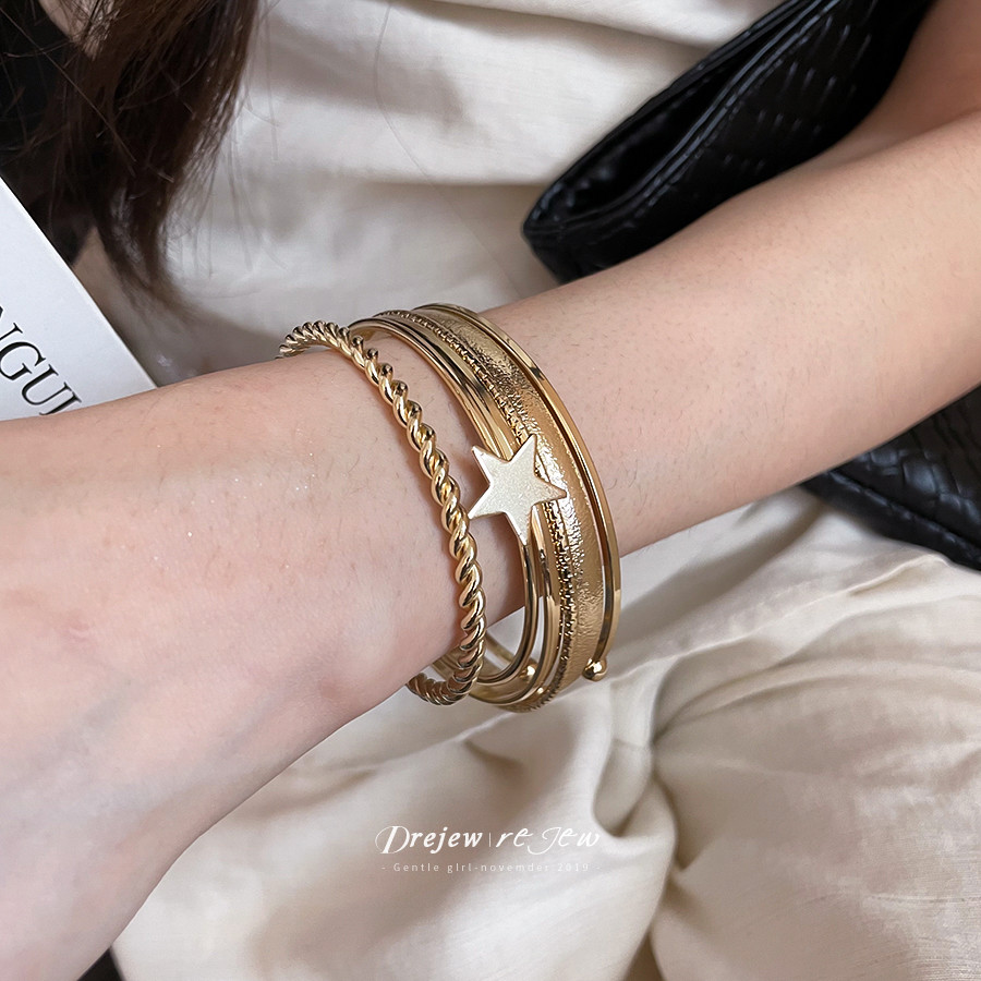 เดรช 6ชิ้นยุโรปดาวเปิดสร้อยข้อมือแฟชั่นที่เรียบง่ายอเนกประ รูปที่ 5
