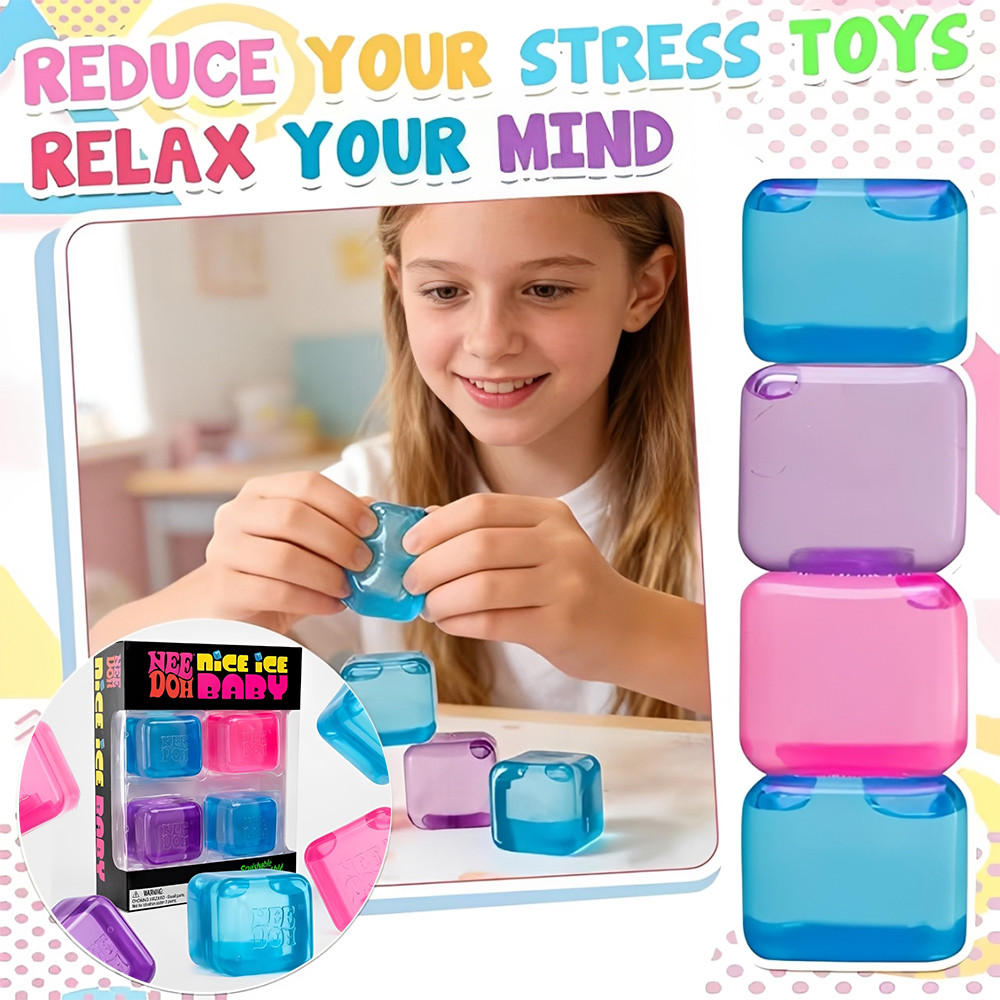 NeeDoh Nice Ice Baby น้ําแข็งใสของเล่นสกุชชี่สําหรับเด็กผู้ใหญ่ Calming และผ่อนคลายของขวัญ