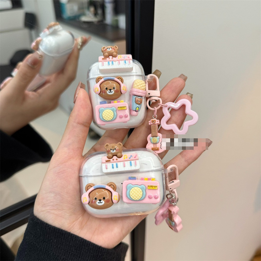 Ins bear สําหรับ QCY AailBuds E20/AilyBuds E10 /T13 T13ANC/melobuds/HT05 กรณีการ์ตูนหูฟังสําหรับ QCY