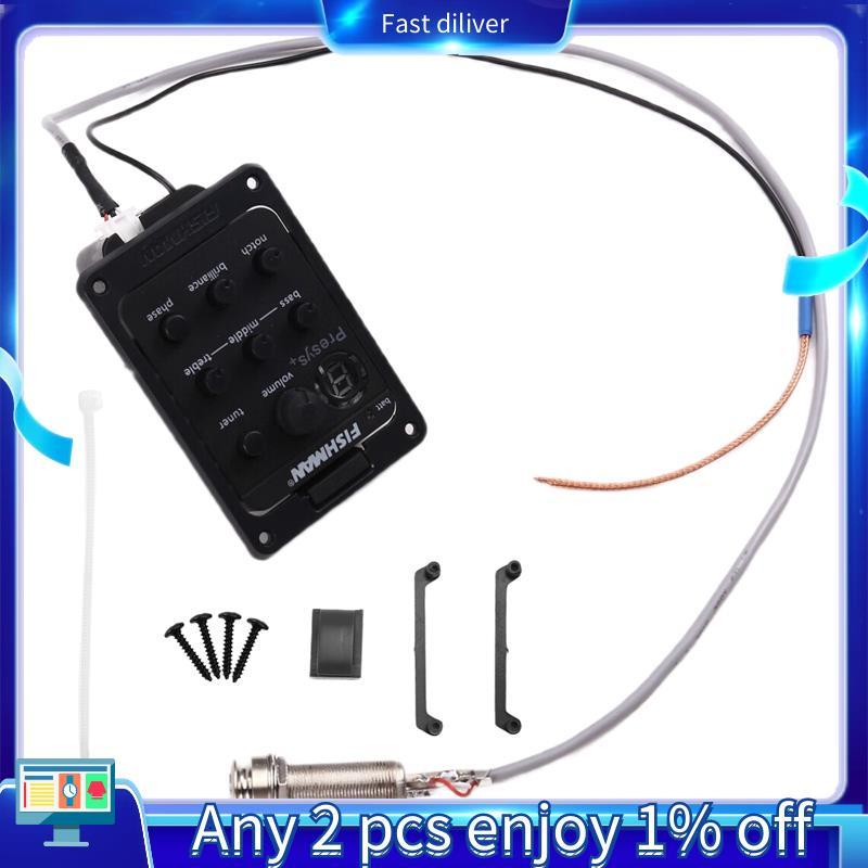 201Piezo Piezoelectric Pickup Preamp สําหรับกีตาร์โปร่ง–4-Band EQ, Mic Blend, Tuner, สําหรับ Fishman
